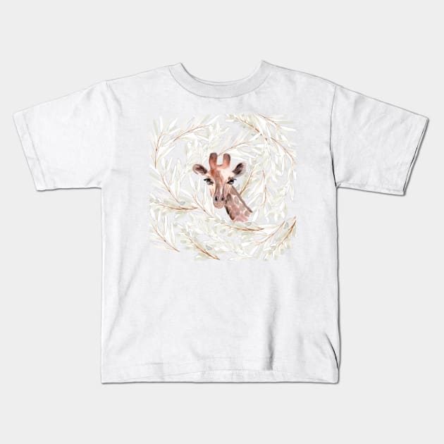 Watercolor Giraffe Kids T-Shirt by Harpleydesign